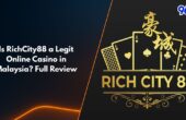 RichCity88 online casino Malaysia review banner showing gold playing cards logo and 96M branding