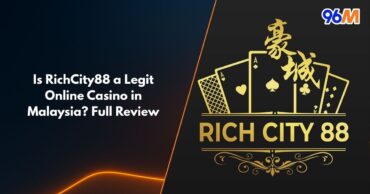 RichCity88 online casino Malaysia review banner showing gold playing cards logo and 96M branding