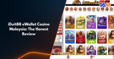 iDuit88 eWallet casino Malaysia honest review banner showing popular slot game providers and 96M branding