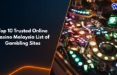 Colorful slot and casino lights representing trusted online casino Malaysia list of gambling sites on 96M platform